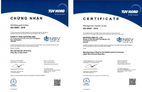 Thép Việt – Sing đã được cấp chứng nhận Hệ thống Quản lý năng lượng(QLNL) theo tiêu chuẩn Quốc tế - ISO 50001:2018